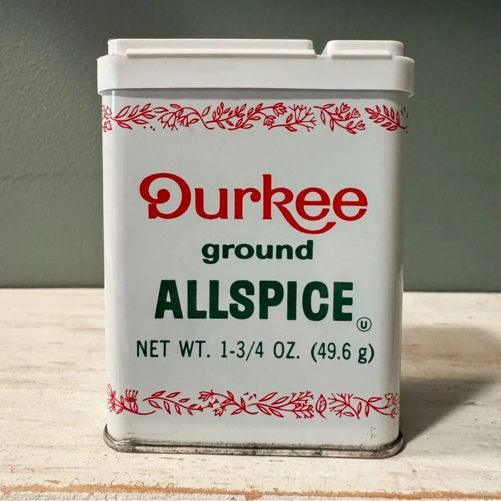 Vintage Durkee Ground Allspice Metal Spice Container Tin | Cottagecore Decor